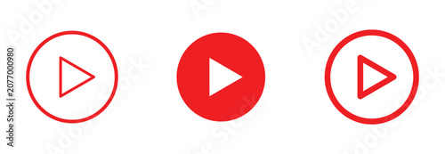 Obraz na plátně Play Button Icon Set Vector, Media Player Play Symbol Collection with Outline an