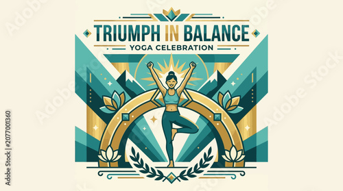 Triumph In Balance Yoga Celebration Poster Design