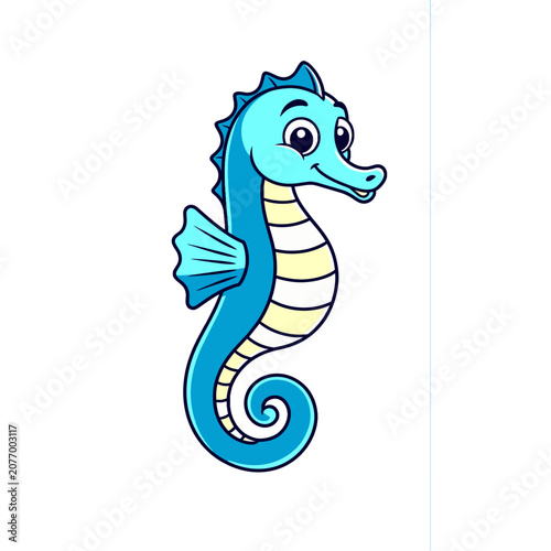 Cute cartoon seahorse vector illustration