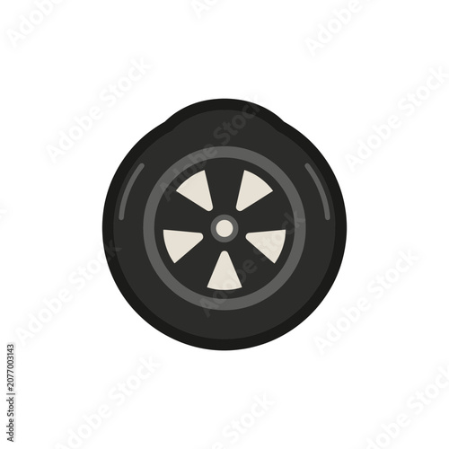 Flat icon of a car wheel with tire and rim