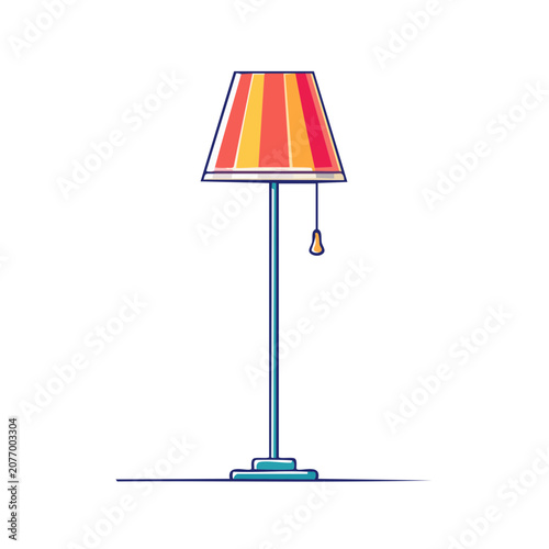 Flat vector illustration of a striped table lamp