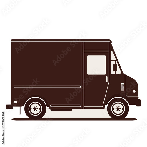 Brown delivery truck side view vector illustration