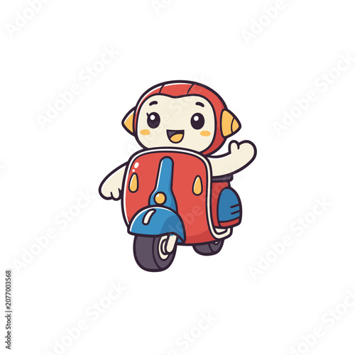 Cartoon Monkey Riding a Scooter Vector Illustration