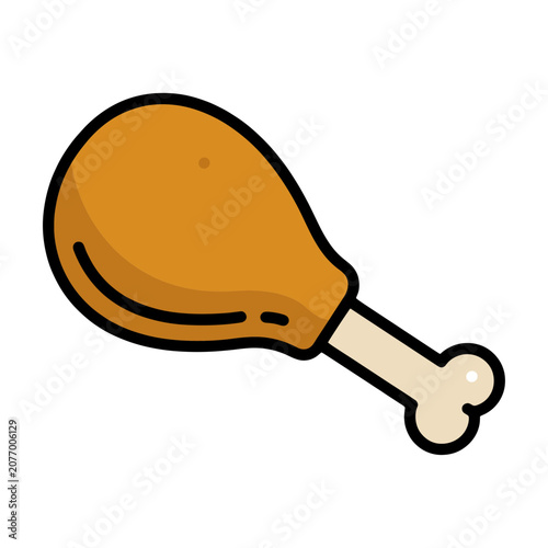 Flat vector icon of a chicken drumstick