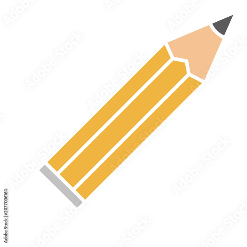 Flat vector icon of a yellow pencil with gray tip