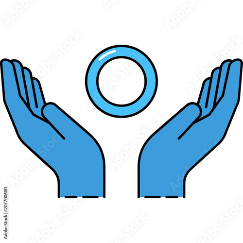 Flat vector icon of hands holding a ring