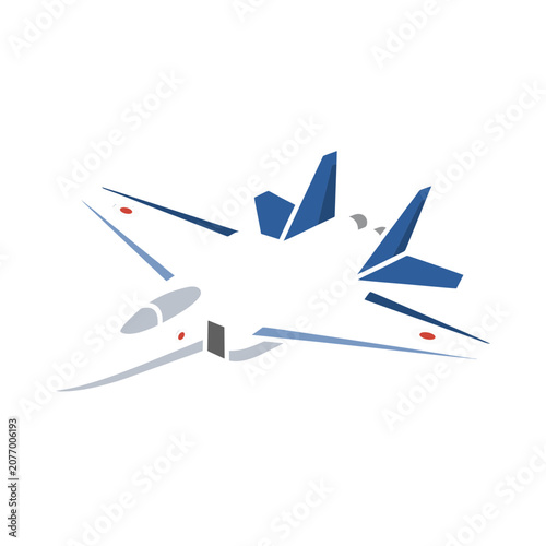 Flat vector illustration of a fighter jet