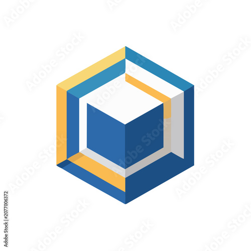 Nested Isometric Cubes Vector Illustration