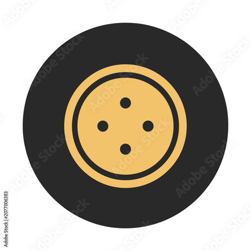 Orange button with three black dots icon