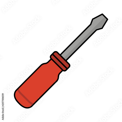 Red screwdriver flat vector illustration