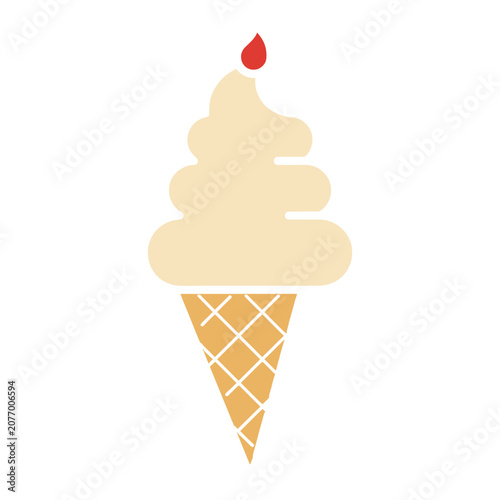 Soft Serve Ice Cream Cone with Cherry