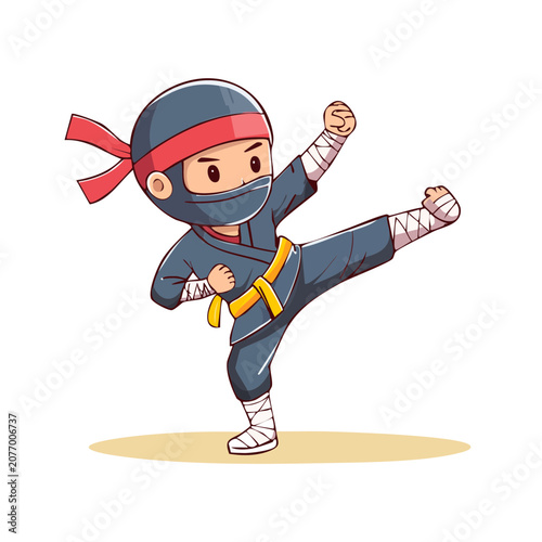 Cartoon ninja character in fighting pose
