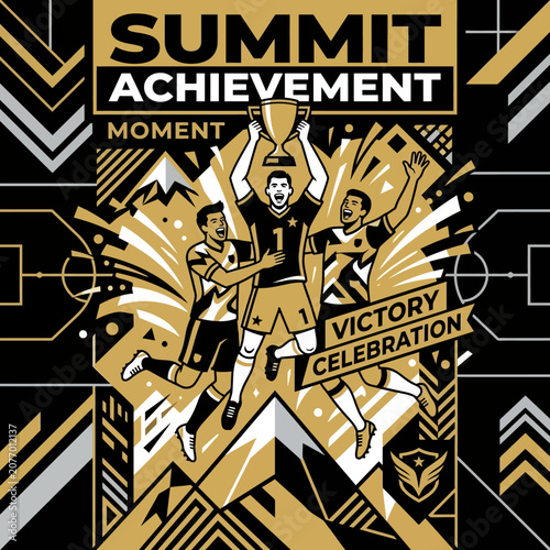 Summit Achievement Victory Celebration Moment For Winning Team