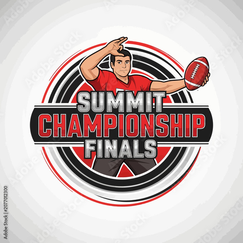 Summit Championship Finals Football Player Sports Emblem Design