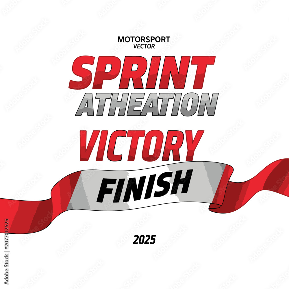 Obraz premium Sprint Athemeation Victory Finish Line Red Ribbon Motorsport Vector 2025 Graphics