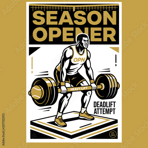 Season Opener Deadlift Attempt Powerful Athlete Lifting Heavy Barbell Fitness Motivation