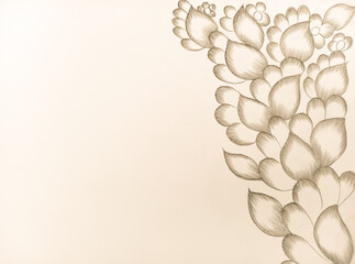 Vintage Sepia Tone Floral Pencil Art Sketch