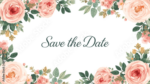 Elegant floral border frame for wedding invitations and event announcements