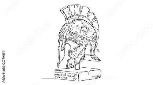 Fotografía Ancient Greek Helmet Drawing