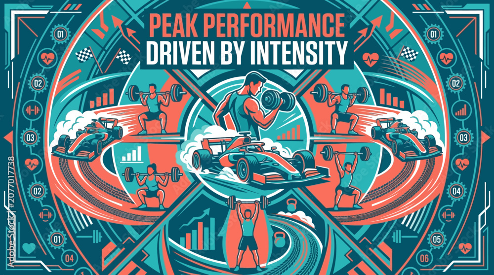 Obraz premium Peak Performance Driven By Intensity Sports And Fitness Graphic Design