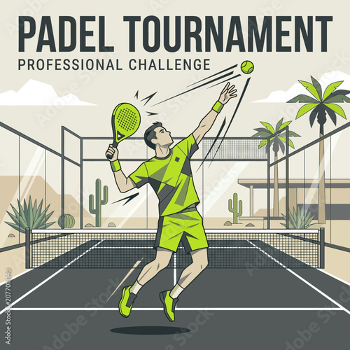 Padel Tournament Professional Challenge Sport Event Illustration