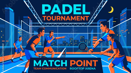 Padel Tournament Rooftop Arena Match Point Team Communication Excitement