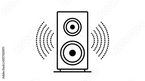 Speaker icon with sound waves. Audio symbol for music, volume, sound system. Minimalist technology vector illustration.