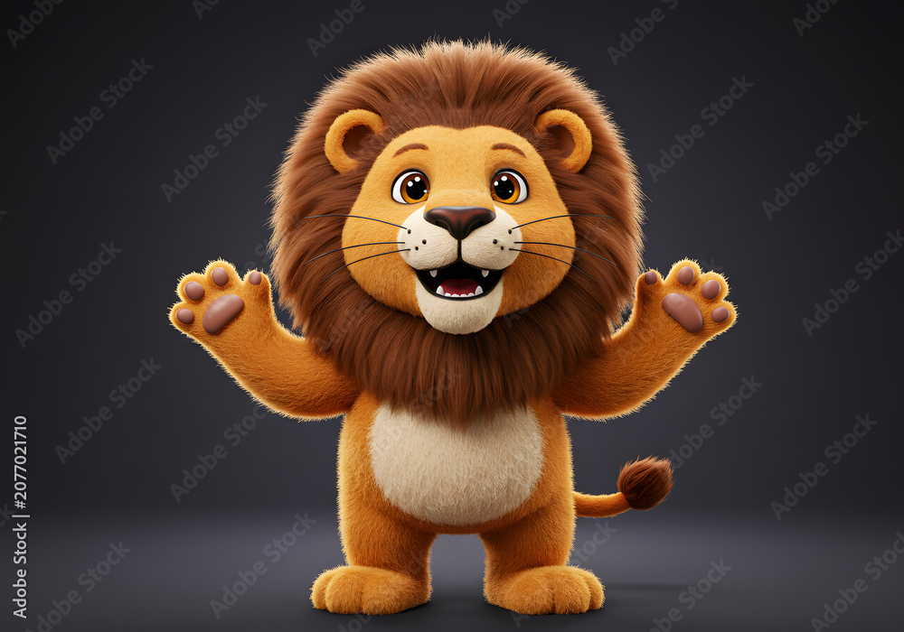 Fototapeta premium Cartoon lion character illustration