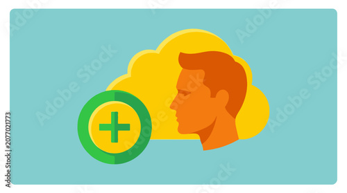 User profile and cloud network concept. Adding new personal data, digital identity, online account registration, and management.