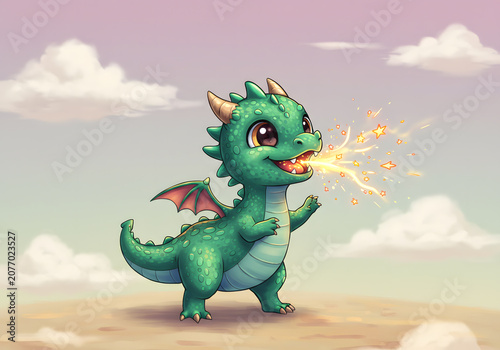 Cute cartoon dragon illustration
