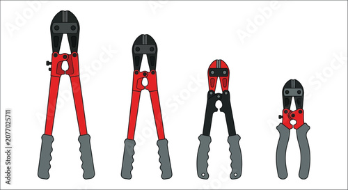 Canvastavla Bolt cutters in varying sizes a vector illustration on a white background metal