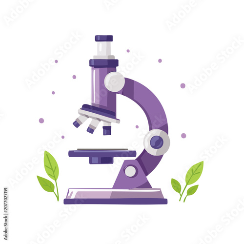 Purple flat design microscope illustration