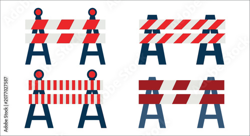 Canvas-taulu Barricade with letter a vector illustration in red and white color scheme road b