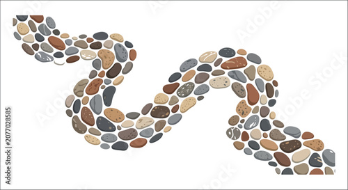 Fotografie Snake formed from pebbles vector illustration on a white background serpent rept