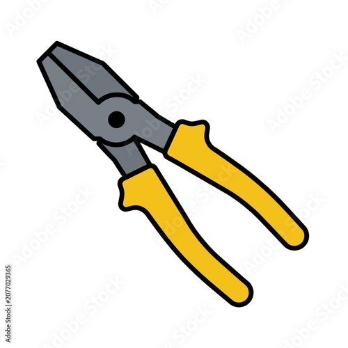 Yellow and gray pliers flat vector icon