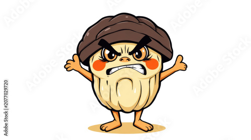 Tableau sur toile Furious Mushroom Mascot Cartoon for Emotion or Stress Illustration