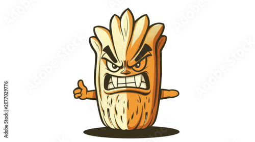 Foto Angry Character Illustration Giving Thumbs Up Approval Showing Contradiction