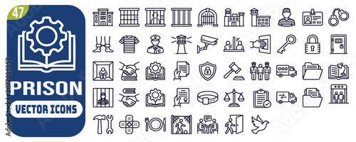 Photos Prison and correctional facility vector icons set design.