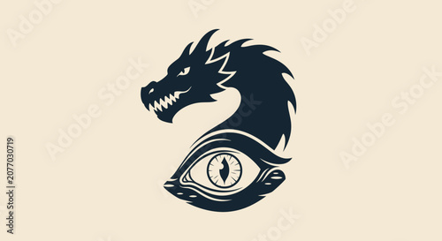 Mysterious Dragon Eye Logo Design - Mythical Creature and All-Seeing Eye Symbol