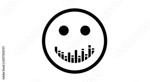 Smiley Face with Sound Wave Mouth, Music and Audio Icon
