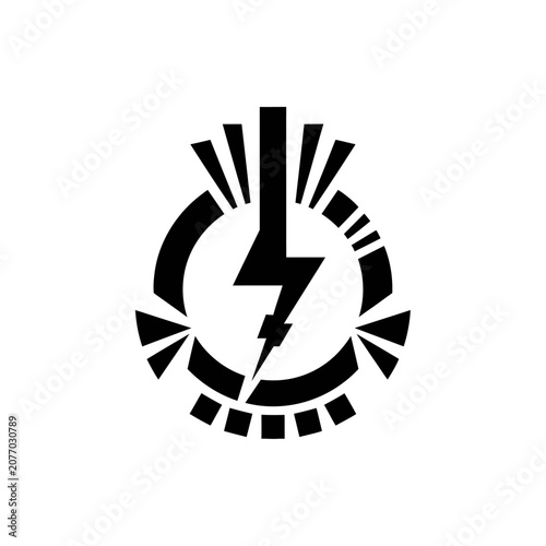 Abstract Bolt Logo with Rays and Circular Pattern