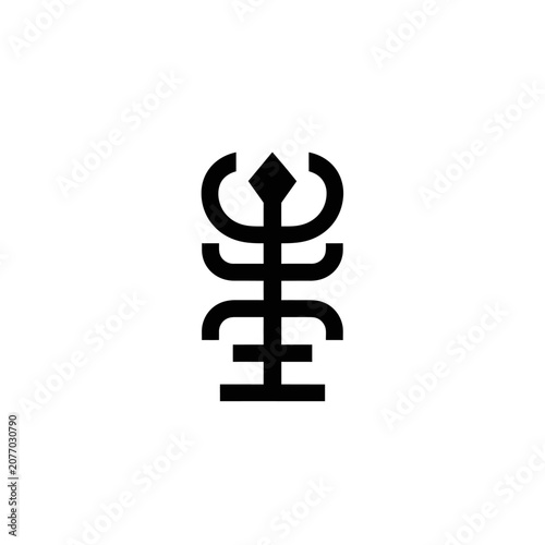 Abstract Black Symbol on White Background, Esoteric, Spiritual, Mystical Design