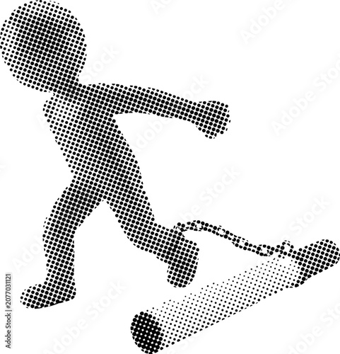 Bild auf Leinwand Nicotine addiction concept with halftone pattern character chained to cigarette