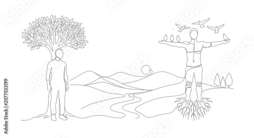 Fotografía Man as Tree vs. Man Connected to Nature