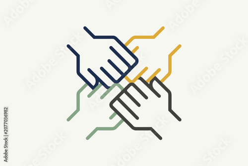 Two hands stacked together representing teamwork and unity in icon style