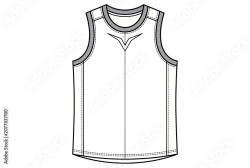 Technical fashion sketch of a sleeveless vest tank top for design template