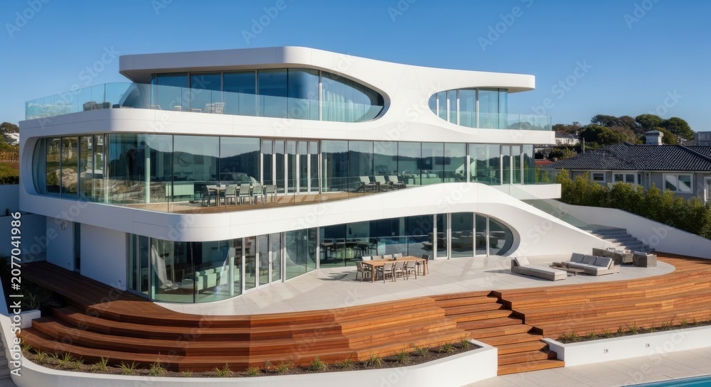 Fototapeta premium Modern Luxury Waterfront Villa Architecture