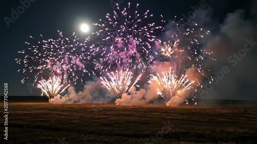 Vibrant Fireworks Explode in Night Sky on USA Independence Day Celebration
