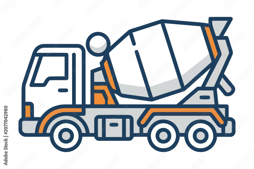 Fototapeta premium Cement Mixer Truck Vector Illustration