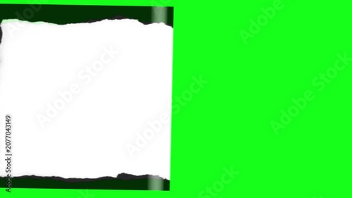 Animation stock video of paper is torn over green screen background 